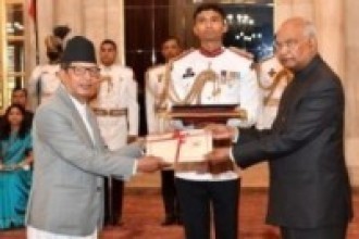 भारतका राष्ट्रपतिसमक्ष ओहोदाको प्रमाणपत्र प्रस्तुत    
