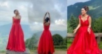 आकर्षक रातो पहिरनमा (काउली बुढी )