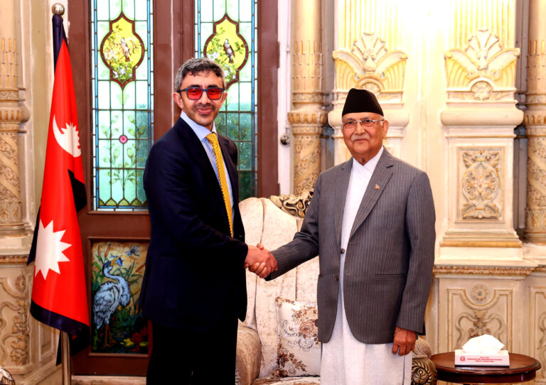 प्रधानमन्त्री ओलीसँग युएईका उपप्रधानमन्त्री नाह्यानको शिष्टाचार भेटवार्ता