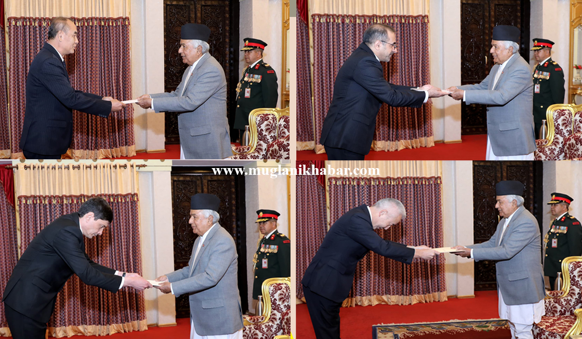 चार देशका नवनियुक्त राजदूतद्वारा राष्ट्रपतिसमक्ष ओहोदापत्रको प्रमाणपत्र पेस