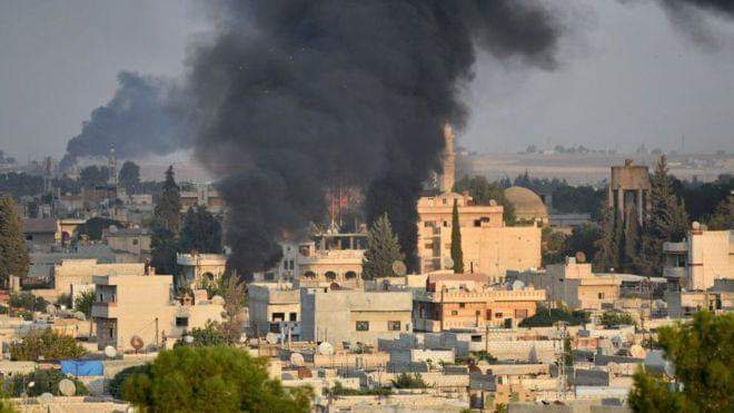 टर्कीद्वारा सिरियामा कुर्दिशबलविरुद्ध भीषण स्थल आक्रमण