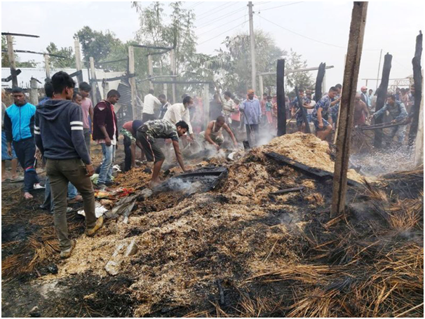 सुनसरिमा आगलागीबाट सातवटा घर जले